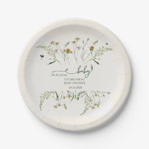 Plato De Papel Boho Wildflower Baby en Flor Baby Shower 