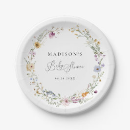 Plato De Papel Boho Wildflower Baby Shower