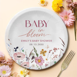 Plato De Papel Boho Wildflower Baby Shower