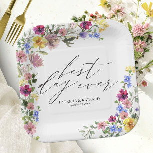 Plato De Papel Boho Wildflower Boda