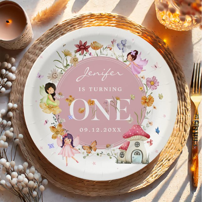 Plato De Papel Boho Wildflower Fairy 1 Fiesta de cumpleaños (Subido por el creador)