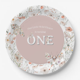 Plato De Papel Boho Wildflower Floral Bebé cumpleaños