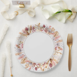 Plato De Papel Boho Wildflower Pampas Grass Boda