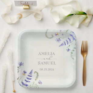 Plato De Papel Boho Wildflower Rustic Green Wedding