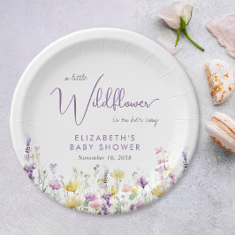 Plato De Papel Boho Wildflower Watercolor Baby Shower