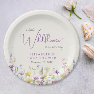 Plato De Papel Boho Wildflower Watercolor Baby Shower