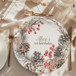 Plato De Papel Boho Winter Onederland Cumpleaños<br><div class="desc">Eleva la celebración de su primer cumpleaños con nuestras planchas de papel de cumpleaños "Boho Winter Onederland". Estos platos de diseño combinan la elegancia bohemia con el encanto de un maravilloso país invernal, convirtiéndolo en un complemento esencial de su fiesta "Onederland". Características: Diseño encantador: Las placas de papel cuentan con...</div>