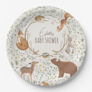 Plato De Papel Boho Woodland Animals Forest Friends Baby Shower