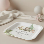 Plato De Papel Boho Woodland Animals Rustic Baby Shower<br><div class="desc">Pequeños animales de bosque con oso,  ciervo,  zorro,  mapache,  búho y mariposa.</div>