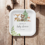 Plato De Papel Boho Woodland Animals Rustic Baby Shower<br><div class="desc">Pequeños animales de bosque con oso,  ciervo,  zorro,  mapache,  búho y mariposa.</div>