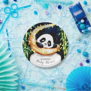 Plato De Papel Boho Woodland Colorful Panda Baby Shower