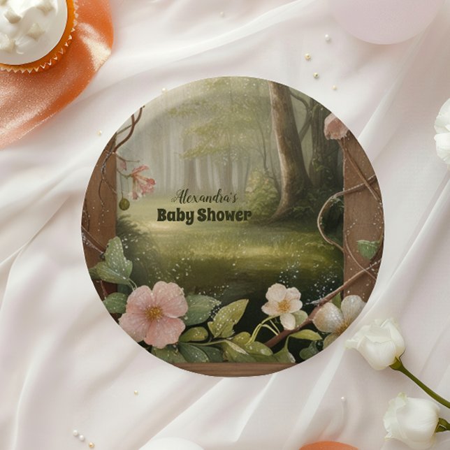Plato De Papel Boho Woodland Forest Baby Shower (Subido por el creador)