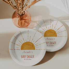 Plato De Papel Boho Yellow Sunshine Baby Shower