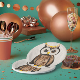 Plato De Papel Bois - Chouette - Wood Owl