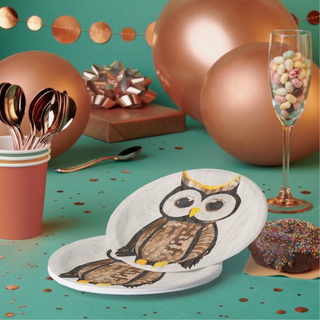 Plato De Papel Bois - Chouette - Wood Owl (Multi)