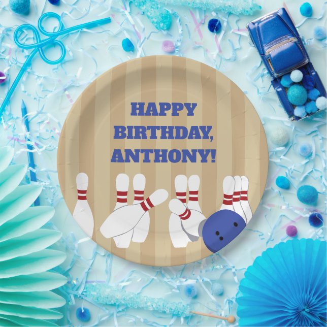 Plato De Papel Bola de bolas y fiesta de cumpleaños de bolos en b (Fiesta)