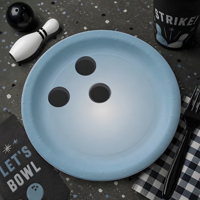 Plato De Papel Bola de Boliche Azul (Subido por el creador)