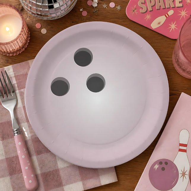 Plato De Papel Bola de Boliche Rosa (Subido por el creador)