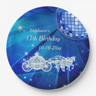 Plato De Papel Bola de Disco, Princesa Coach y Caballos Cumpleaño