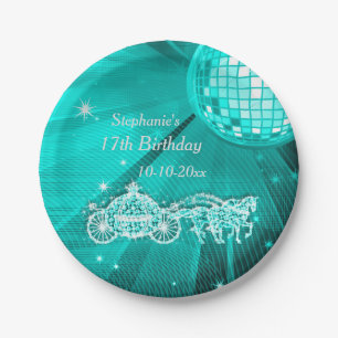 Plato De Papel Bola de discoteca, princesa Coach y cumpleaños de