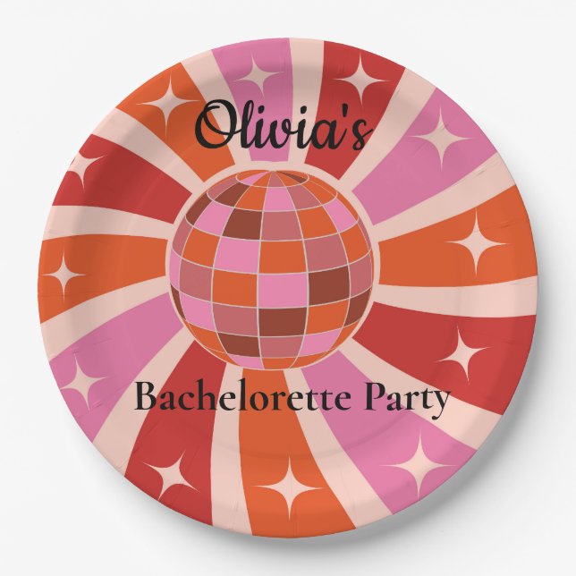 Plato De Papel bola de discoteca retro personalizada para la fies (Anverso)