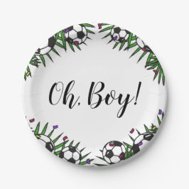 Plato De Papel Bola de fútbol Oh Boy Juego de deportes Tema Baby 
