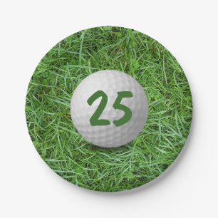 Plato De Papel Bola de golf de cumpleaños 25 en placa de papel de