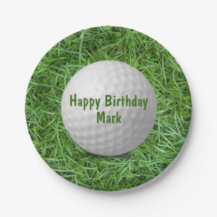 Plato De Papel Bola de golf de cumpleaños en placa de papel de hi