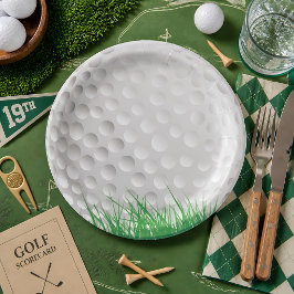 Plato De Papel Bola de Golf en Césped