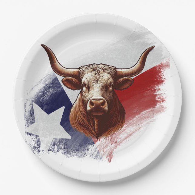 Plato De Papel Bola de longhorn de Texas (Anverso)