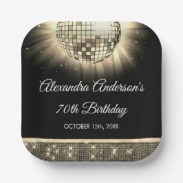 Plato De Papel Bola Disco de los 70 años de la Fiesta de los Años