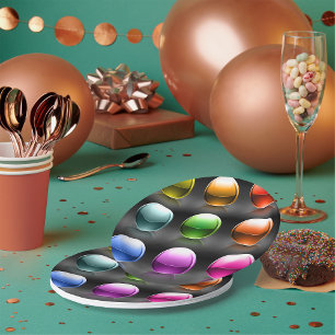 Plato De Papel Bolas abstractas de iconos de la esfera coloridas 