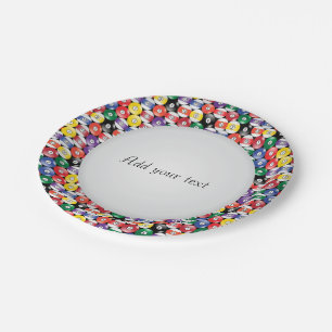 Plato De Papel Bolas de billar coloridas
