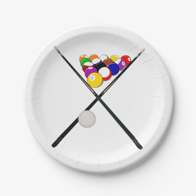 Plato De Papel Bolas de billar de Billiard y Cuotas (Anverso)