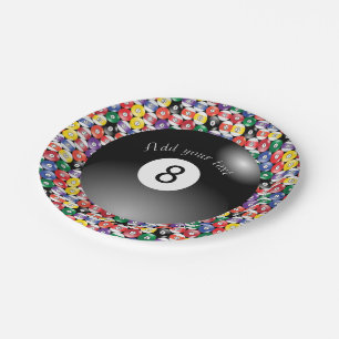Plato De Papel Bolas de billar sólido número ocho