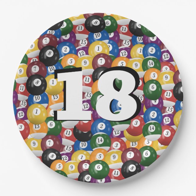 Plato De Papel Bolas de Billiard por 18 años (Anverso)