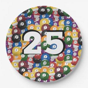 Plato De Papel Bolas de Billiard por 25 años