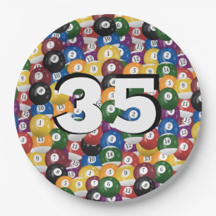 Plato De Papel Bolas de Billiard por 35 años