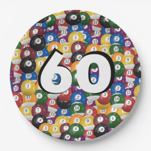 Plato De Papel Bolas de Billiard por 60 años