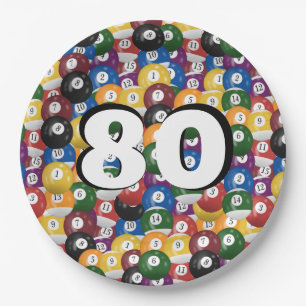 Plato De Papel Bolas de Billiard por 80 años
