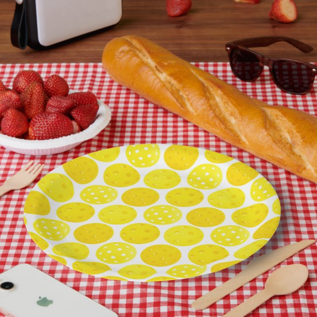 Plato De Papel Bolas de bolas amarillas, sirviendo 0-0-2, en blan (Picnic)