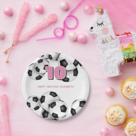 Plato De Papel bolas de fútbol blanco negro niños fiesta de cumpl