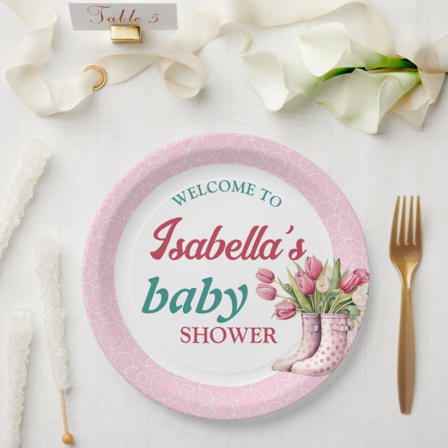 Plato De Papel Bolas de lluvia y placas de papel de tulipanes (Boda)