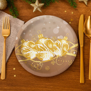 Plato De Papel Bolas De navidad Y Placas De Papel De Tinsel