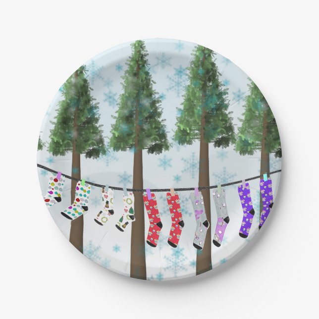 Plato De Papel Bolas de nieve Navidades placas de papel (Anverso)