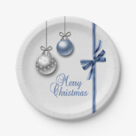 Plato De Papel Bolas elegantes brillantes del navidad