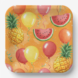 Plato De Papel Bolas, sandías, piñas, por Natasha Us