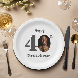 Plato De Papel Bold 40th Birthday Party Photo