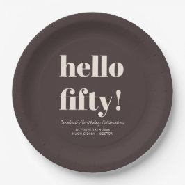 Plato De Papel Bold Earthy Brown Modern 50th Birthday Custom