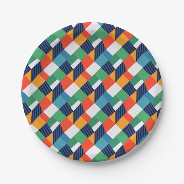 Plato De Papel Bold Multicolour Geometric Abstract (Anverso)